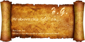Hrabovszky Géza névjegykártya